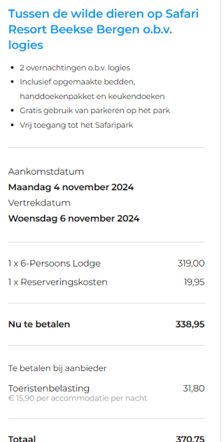 3 dagen en 2 nachten een 6-persoons lodge in Resort Beekse Bergen vanaf €370,75