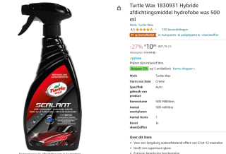 Turtle Wax 53162 Hybrid Sealant Hydrophobic Wax 500ml voor €10,88 bij Amazon