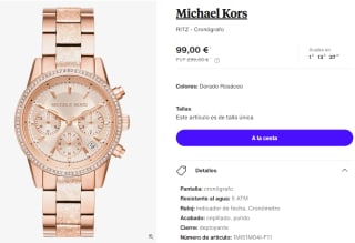 Reloj Cronografo para Mujer Michael Kors RITZ por 99€