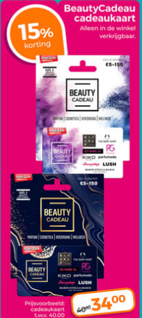 15% korting op een Beauty Cadeau cadeau kaart bij Trekpleister