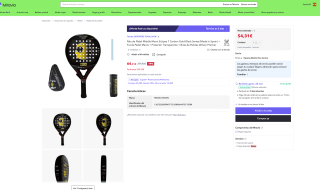 Pala de Pádel Middle Moon Eclipse 7 Carbon Gold Black Series (Made In Spain) + Funda Pádel Manía + Protector + Bote de Pelotas Wilson por solo 54,31€