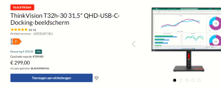 LENOVO ThinkVision T32h-30 31.5p Monitor voor €299 dmv code bij Lenovo