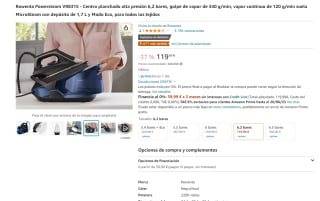 Centro planchado alta presión 6,2 bares marca Rowenta Powersteam VR8315 por 119€