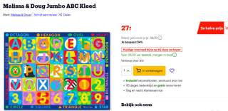 Melissa & Doug Jumbo ABC Kleed voor €27 bij Bol en 2e gratis