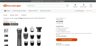 Tondeuse multi usages Philips Multistyles series 7000 MG7940/75 à 44,99€