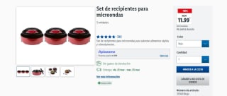 Set de 3 recipientes para microondas color gris o rojo por 11,99€