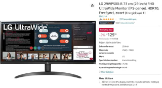 LG 29WP500-B 29" WFHD 75Hz IPS monitor voor €125,99 bij Amazon