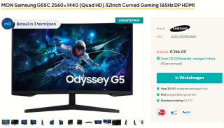 Samsung Odyssey G5 32" Quad HD 165Hz Curved VA monitor voor €266 bij Sicomputers