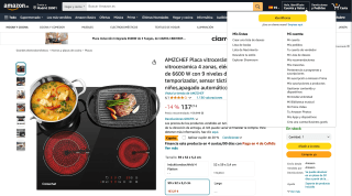 MZCHEF Placa vitrocerámica 4 zonas por 109,81€