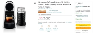 Combo Nespresso Cafetera Essenza Mini + Café de Regalo por $1,769 en Amazon