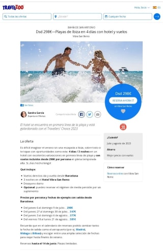 Ibiza 4 días Hotel+Vuelos desde 298€.