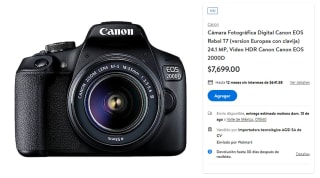 Cámara Canon EOS Rebel T7 por $7,699 en Walmart