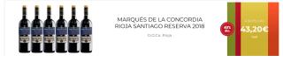 6 Botellas de Marqués de la Concordia Rioja Santiago Reserva 2018 por 33.2€