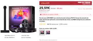 Tira de luces LED con sensor gama de colores AR, TV 55 a 85 pulgadas por 25,59€