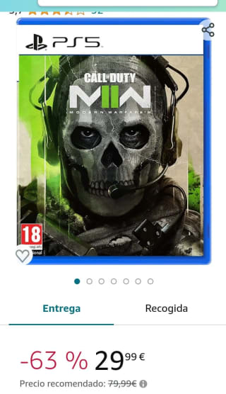 Call of Duty: Modern Warfare II PS5 por 29,99€.