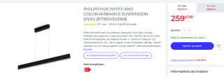 Philips 929003052501 Hue Ensis Hanglamp White and Color Zwart voor €259,99 bij Cdiscount