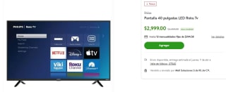 2 TV Philips 40" Roku TV por $5,552 en Bodega Aurrera