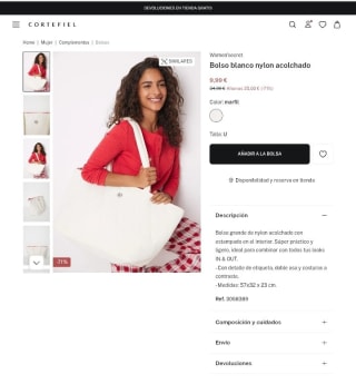 Bolso blanco de nylon acolchado por 9,99€.