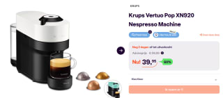 Krups Nespresso Vertuo POP XN9201 Koffiecupmachine voor €39,95 bij Ibood