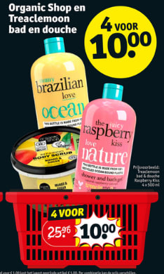 Organic shop en Treaclemoon bad en douche 4 voor €10 bij Kruidvat