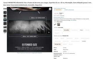 Alfombrilla Tela a Prueba de Derrames para Juegos marca Corsair MM300 PRO por 19,99€