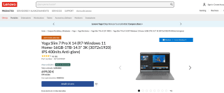 Yoga Slim 7 Pro X 14 R7 6800HS -W11 Home 16GB 1TB 14.5" 3K por 699€