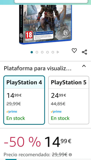 Assassin's Creed Valhalla PS4 por 14,99€.