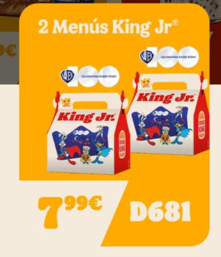 Burger King 2 menús King Junior por 7,99€