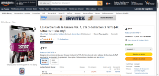 Blu-Ray 4K Ultra HD Les Gardiens de la Galaxie à 47,49€