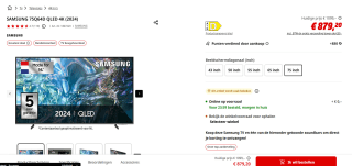 Samsung QLED Q64D 75" Grijs, Titanium voor €879,20 bij de mediamarkt