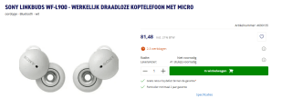 Sony WF-L900 Headset True Wireless Stereo (TWS) voor €81,48 bij Azerty