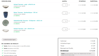 3+1 gratis op alle Toscane servies bij Xenos