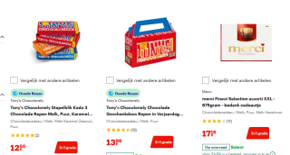 3+1 gratis op geselecteerde chocolade bij Bol