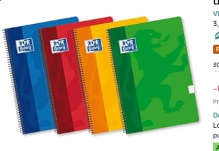 1ud Cuaderno A5 Cuadrícula 4x4, Tapas Blandas, 80 Hojas marca Oxfortd por 1€