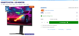 GIGABYTE M27UA 27" 4K UHD gaming monitor voor €239 bij Azerty