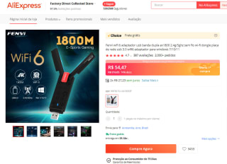 Adaptador Wifi da FENVI, modelo 6 USB - R$ 54,47