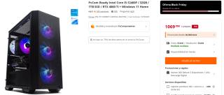 Ordenador PcCom Ready Intel Core i5-12400F / 32GB / 1TB SSD / RTX 4060 Ti + Windows 11 Home por 1069€