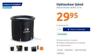Opblaasbaar ijsbad (250liter) voor €29,95