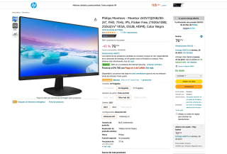 Monitor Philips Monitors 243V7QDSB/00 24" FHD 75Hz por 76,53€