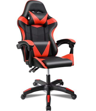 Silla Gaming con Cojín Lumbar y Cervical. Regulable en Altura y reclinable por 56,49€