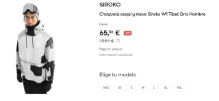 Chaqueta de esquí para Hombre SIROKO W1 Tibet por 65.56€