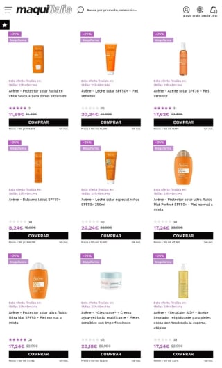 Hasta -70% de Descuento en Avene.