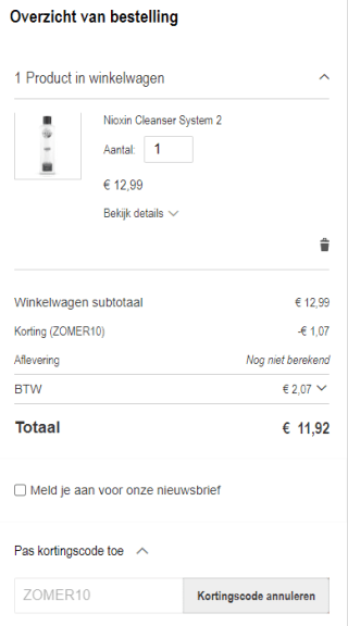 10% extra korting op het hele assortiment van Haarpro