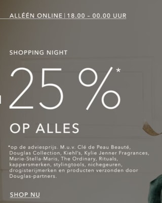 25% korting op bijna alles tijdens Shopping Night bij Douglas