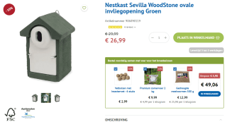 Nestkast Sevilla WoodStone ovale invliegopening Groen voor €26,99 bij Vivara