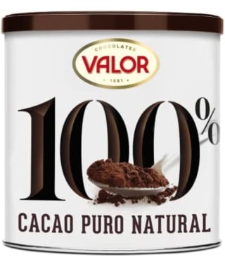 Valor - Cacao puro natural 100 % soluble en polvo desgrasado. Sin Azúcares Añadidos 250g por 2,64€.