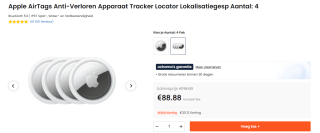 Apple AirTag - 4 stuks voor €88,88 bij Ochama