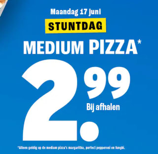 Domino’s pizza voor €2,99 per pizza bij afhalen tijdens de Stuntdag