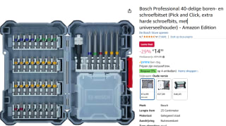Bosch Professional 40-Delige Boor- en Schroevendraaierbitset voor €14,99 bij Amazon