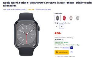 Apple Watch Series 8 45mm Zwart (Zwarte Siliconenband) voor €456 bij Bol.com